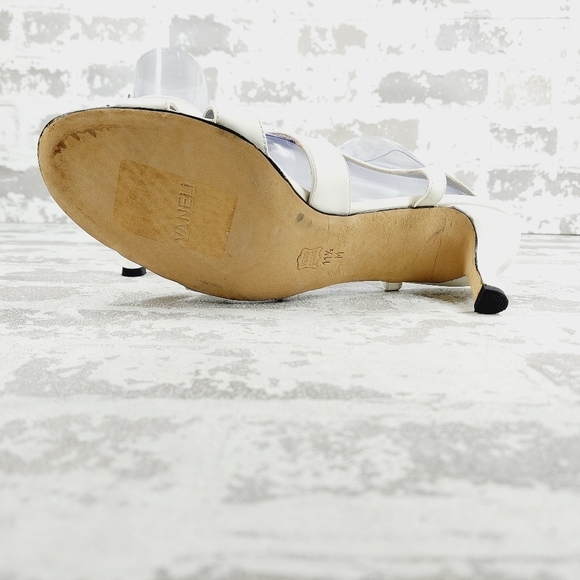 New VanEli Women's White Faux Patent Leather 2" Heel Sandals T662 - Picture 8 of 13